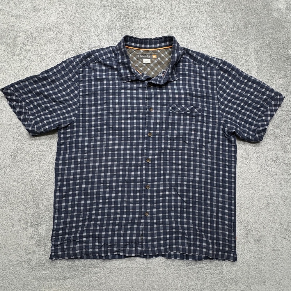 Quiksilver Shirt Mens 2XL‎ Plaid Waterman Collection Short Sleeve Casual